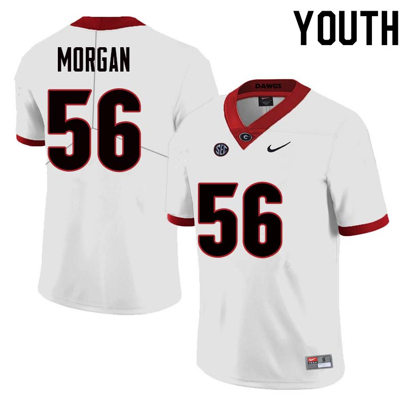 Georgia Bulldogs Youth Oren Morgan #56 White Stitched College UGA Football Jersey 23TA012FS